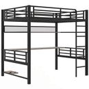 Full Size Loft Bed Frame With Storage Shelf And LED Light - Black by HouseOfZazla