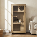 Basia Rubber Wood Cat Cabinet with Wheels