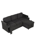Convertible L Shaped Sofa Couch With Storage, Cup Holders, USB Ports by HouseOfZazla
