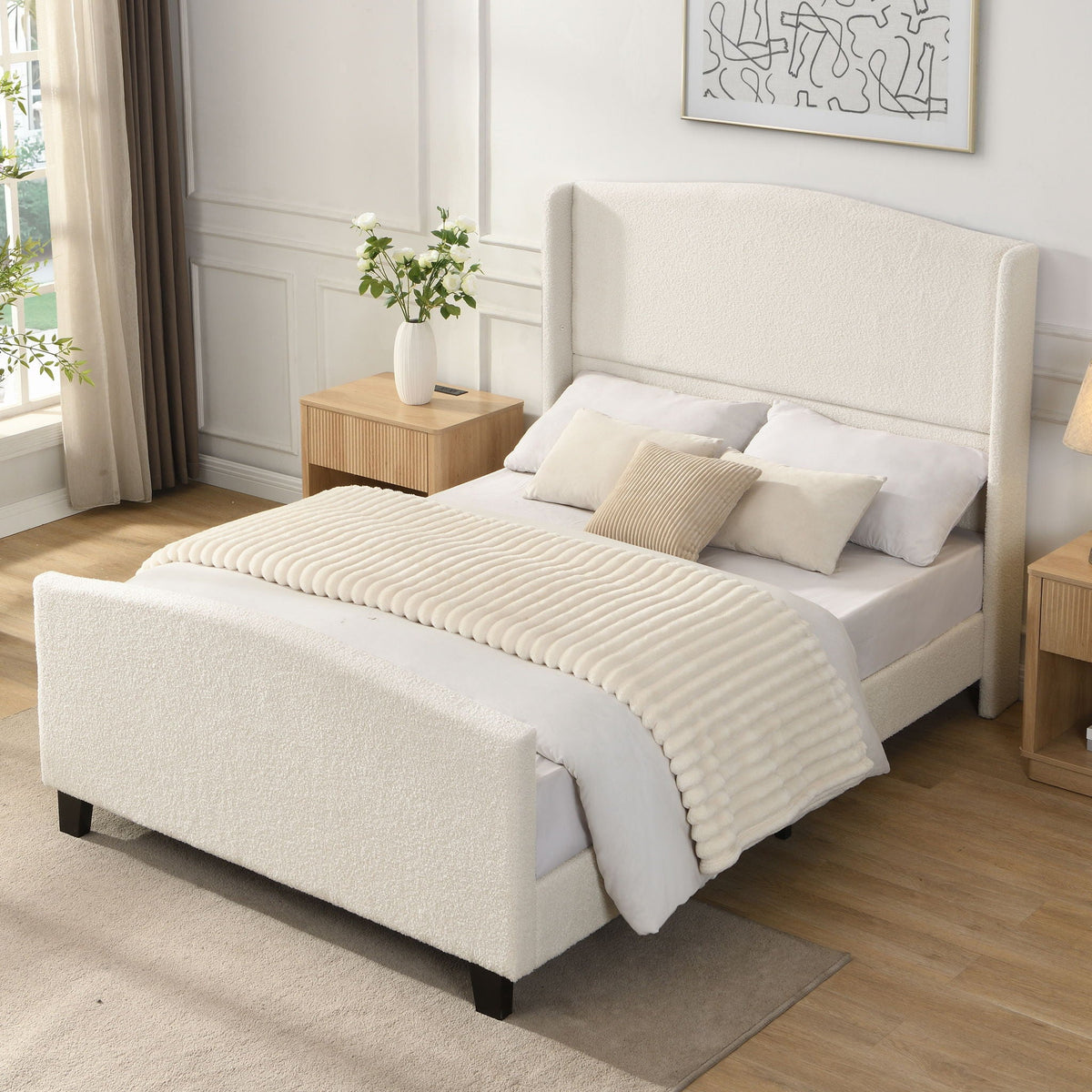 Platform Bed Frame With Tall Headboard And High Footboard, photo 38 of 40