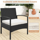 3-Piece Patio Furniture Set Rattan Bistro Chairs with Table-Beige by LJGDeals