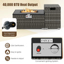 2-Piece Outdoor Rattan Fire Table Set 32 Inch Rectangle Gas Firepit with Tank Cover by LJGDeals