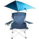 Foldable Beach Chair with Detachable Umbrella Armrest Adjustable Canopy Stool with Cup Holder Carry Bag for Camping Poolside Travel Picnic Lawn Chair