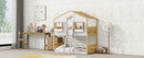 House Bunk Bed With Roof, Window, Window Box, Door, With Safety Guardrails And Ladder by Unique Piece Furniture