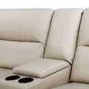 Malibu - Modern Power Motion 3 Piece Reclining Loveseat Sofa With Cup Holders - Cream Taupe Beige by HouseOfZazla