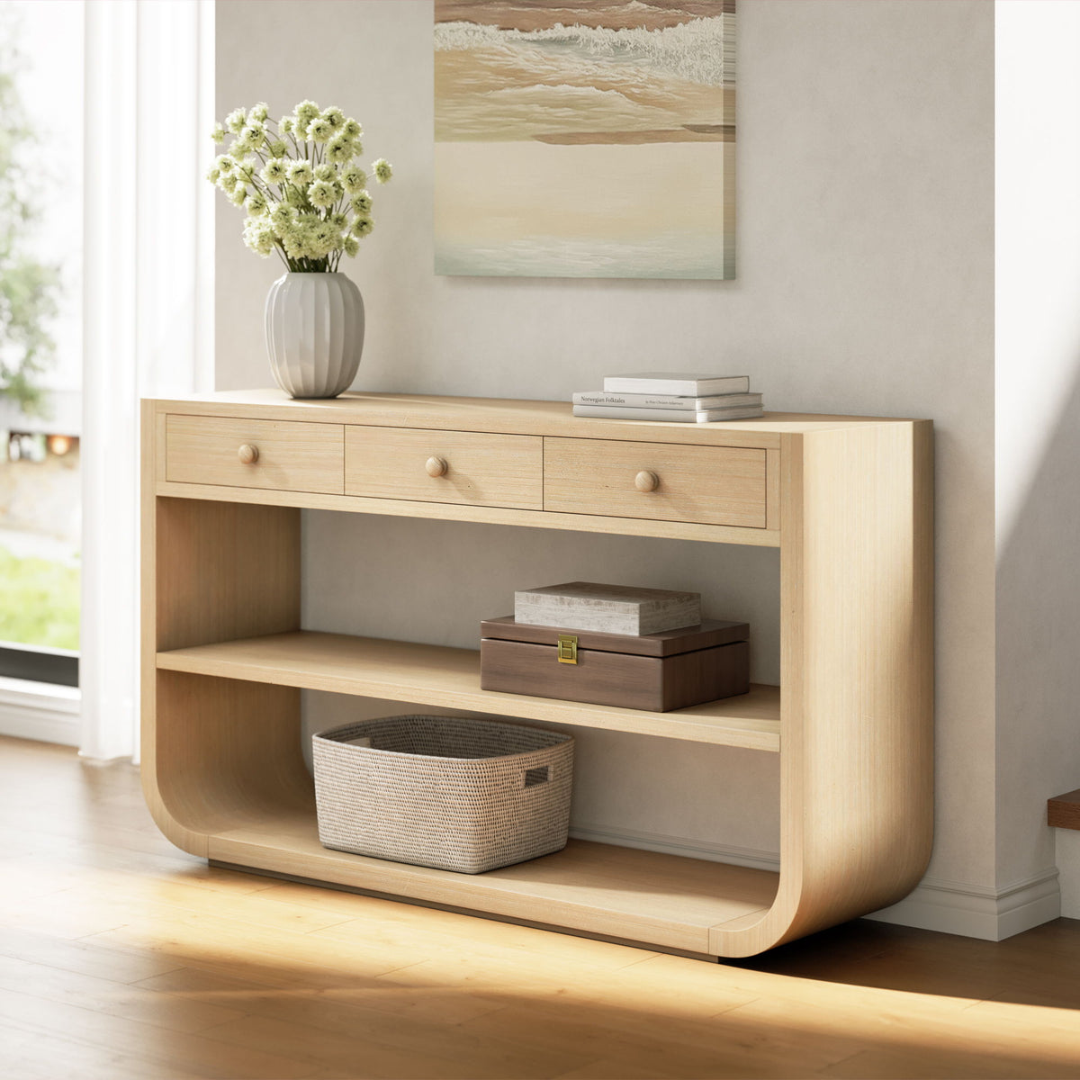 Console Table With 3 Soft Close Drawers & 2 Open Shelves, photo 16 of 40