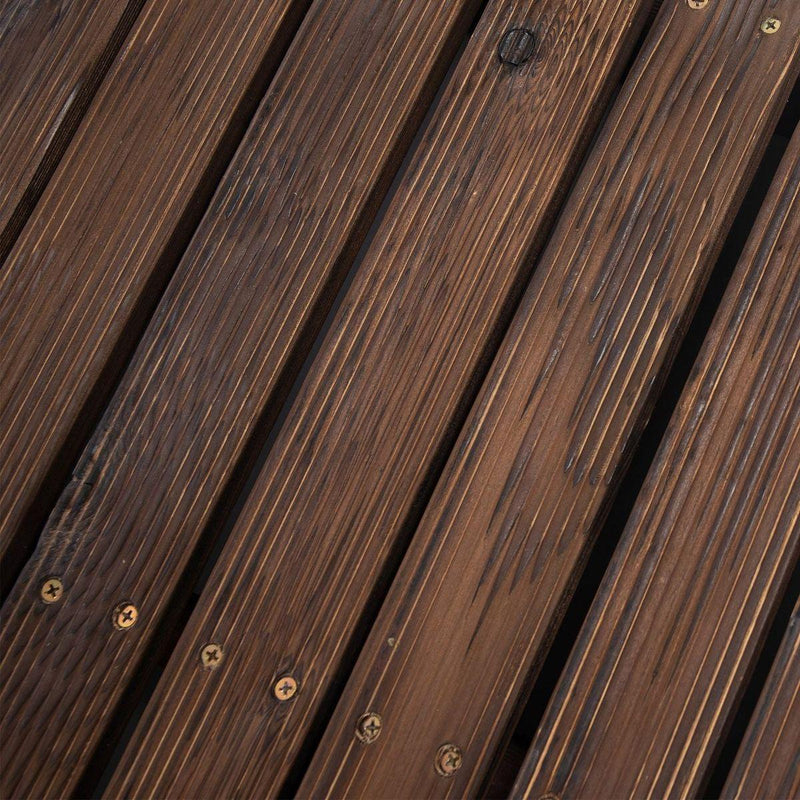 7' Wooden Garden Bridge with Safety Rails, Backyard Footbridge for Ponds, Creeks, Streams, Stained Finish