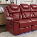 Home Theater Seating Manual Recliner Chair With Center Console And Led Light Strip For Living Room by HouseOfZazla