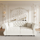 Oversized Chesterfield Pull Out Sofa Bed, Roll Arm Couch With Flower Tufting For Living Room