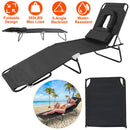 Folding Beach Lounge Chair Face DownÊTanning Chaise Sunbathing Recliner 265LBS Max Load with 5-Angle Backrest 3 Removable Pillows for Beach Pool Lawn