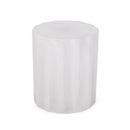 Outdoor Lightweight Concrete Side Table, Antique White by HouseOfZazla