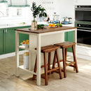 Rustic 3 Piece Stationary Kitchen Island Set With 2 Seatings, With 2 Open Shelves by Unique Piece Furniture