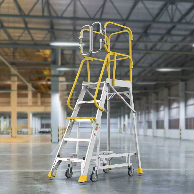 5 Step 375lbs Aluminum Rolling Platform Ladder, photo 8 of 10
