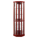 6 Shelf Lighted Corner Curio Cabinet with Adjustable Tempered Glass Shelves and Mirror Back, Cherry