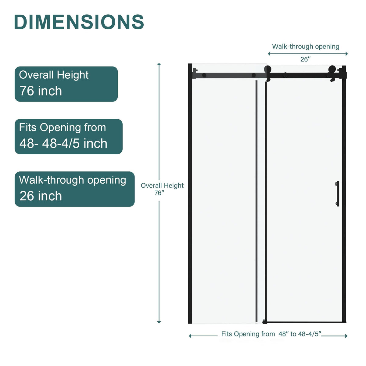 Modern Single Slide Shower Door, Tempered Glass, Stainless Steel Frame, photo 8 of 21