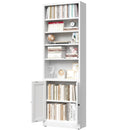 Bookcase Tall 5-Tier Adjustable Storage Shelf With Door Deep - White by HouseOfZazla