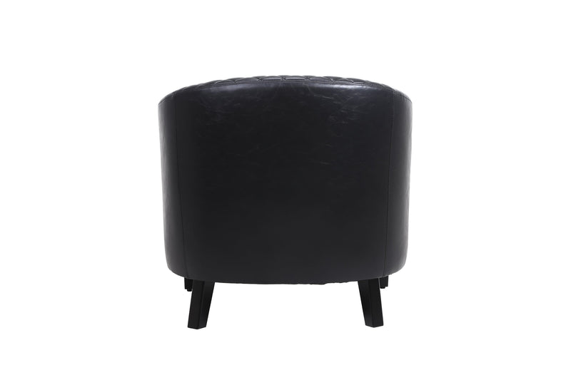 accent Barrel chair living room chair with nailheads and solid wood legs Black pu leather