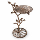 Cast Aluminum 33-in Metal Bird Bath with Branch and Two Birds