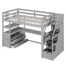 Loft Bed With Desk, Shelves, 2 Drawers, Storage Staircase by HouseOfZazla