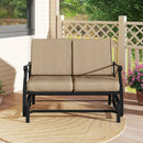 Outdoor 2-Person Glider Rocking Chair Loveseat with Thick Cushions and Metal Frame-Brown by LJGDeals