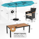 11 Pieces Patio Dining Set with LED Patio Umbrella with Base and Seat Cushions (Beige) by LJGDeals