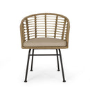 Randy - Modern Wicker Chair With Water Resistant Cushions - Brown / Beige