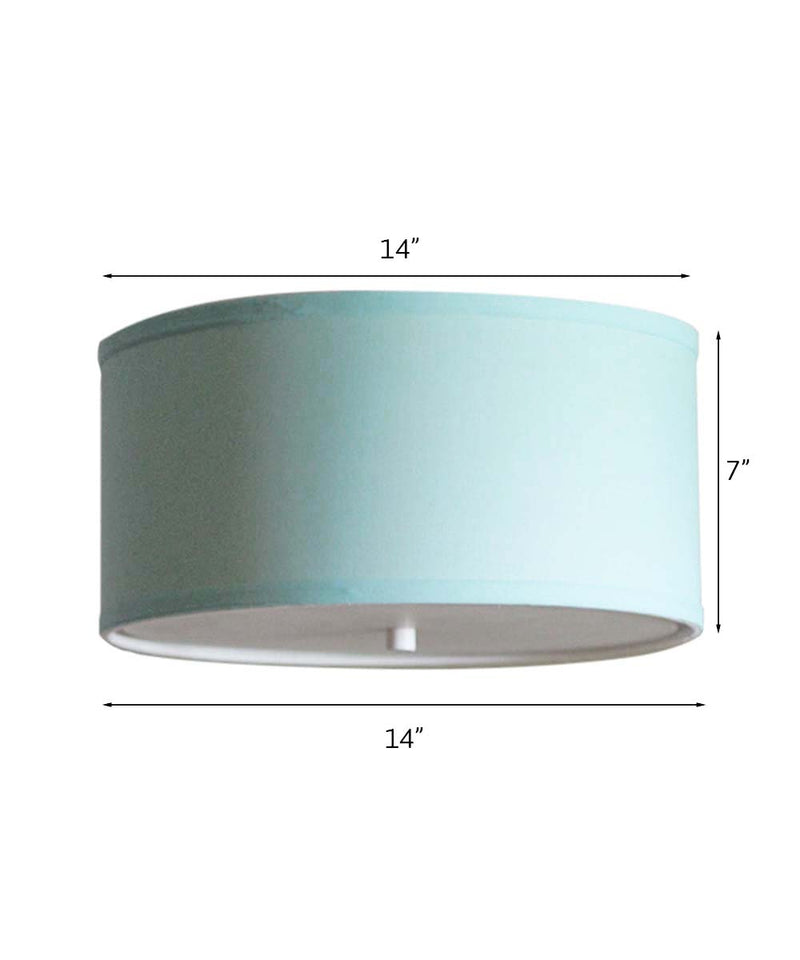 Moderne Flush Mount Conversion Kit 14"w Island Paradise Blue Drum Lampshade