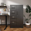 Metal Storage Vertical Filing Cabinet With Lock, 4 Drawers, 1 Door, Steel Construction, School / Office Use by Unique Piece Furniture