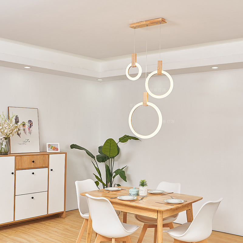 Round ring wooden lamp, photo 3 of 7