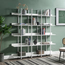 5 Tier Bookcase Home Office Open Bookshelf, Vintage Industrial Style Shelf with Metal Frame, MDF Board