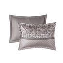7 Piece Jacquard Comforter Set Grey/Taupe Cal King