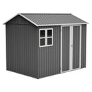 8'x6' Large Steel Storage Shed with Window, Lockable Doors & Sloped Roof, Heavy Duty Outdoor Tool Shed for Garden, Patio, Backyard, Lawn - Dark Gray by Montret