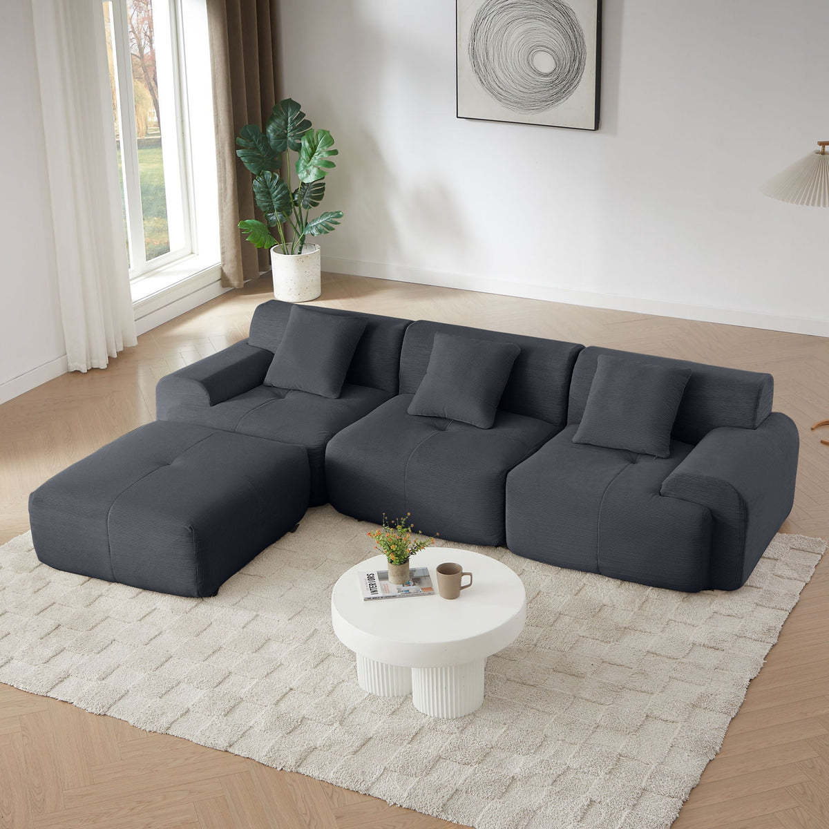 L Shaped Modular Sectional Sofa And Movable Ottoman, photo 8 of 20