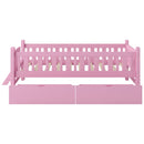 Platform Bed With Guardrail And 2 Drawers