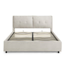 Queen Size Storage Upholstered Hydraulic Platform Bed with Integrated Headboard, Chenille Fabric, Beige