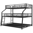 Twin Long / Full Long / Queen Triple Bunk Bed With Long And Short Ladder And Full-Length Guardrails - Black by HouseOfZazla