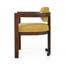 Indoor Upholstered Wood Dining Chair Set of 2 - Yellow Walnut