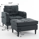 Upholstered Armchair And Storage Ottoman Set, Comfortable Single Sofa With Cup Holders And Tufted Detailing, Ideal For Living Room Or Bedroom by HouseOfZazla