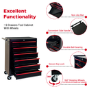 Rolling Metal Tool Chest with 6 Drawers - Black