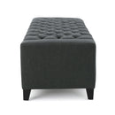 Contemporary Storage Ottoman With Tufted Top - Dark Gray by HouseOfZazla