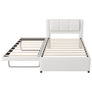 Upholstery Platform Bed With Trundle, Trundle Can Be Flat Or Erected