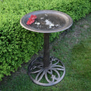 Modern Round Cast Aluminum Metal 28-in Bronze Bird Bath