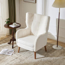 Accent Chair With Birch Wood Legs - White by HouseOfZazla