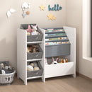 Bookshelf And Toy Storage Organizer, Multifunctional 4 Tier With 3 Collapsible Drawers - White