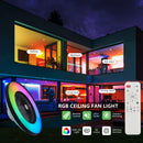 23-Inch Black and White Ceiling Fan Light with LED RGB by HouseOfZazla