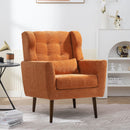 Modern Accent Chair, Arm Chairs For Living Room, Upholstered Mordern Armchair, Comfy Soft Padded Lounge Chair In Small Space, Bedroom, With Pillow, Solid Wood Leg by HouseOfZazla