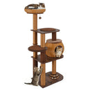 59.5 Inch Cat Tree Multi-Level Cat Tower with PE Rattan Cat Condo and Top Perch by DirectDeals