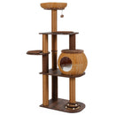 59.5 Inch Cat Tree Multi-Level Cat Tower with PE Rattan Cat Condo and Top Perch by DirectDeals