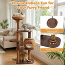 59.5 Inch Cat Tree Multi-Level Cat Tower with PE Rattan Cat Condo and Top Perch by DirectDeals
