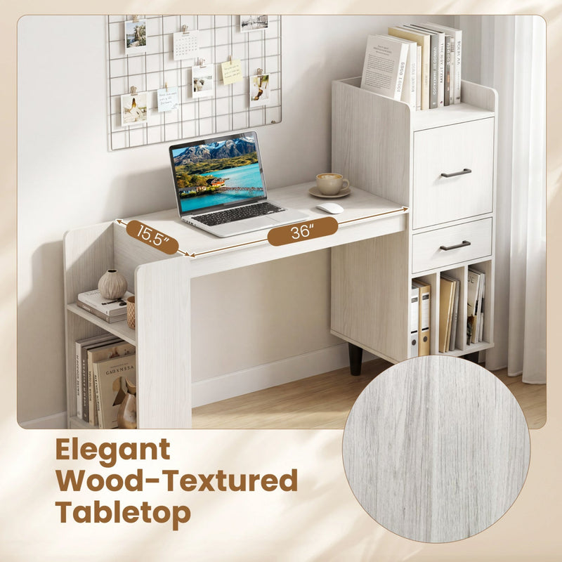 59" L-Shaped Corner Desk with Storage Shelves and Drawer, photo 8 of 8